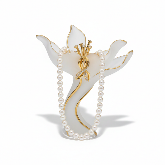 Pearl necklace with gold clasp