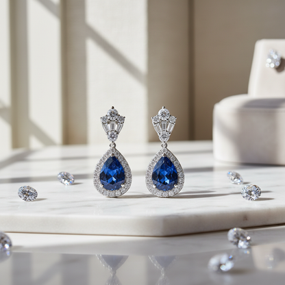 Sapphire and diamond earrings